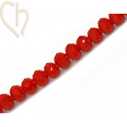 Round flattened facetted glasbead 6*4mm color Red