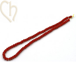 Ronde aplatie facettées 6*4mm couleur Rouge