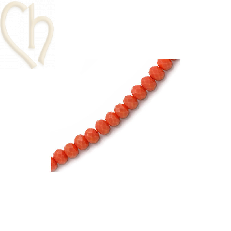 Round flattened facetted glasbead 6*4mm color Peach Round flattened facetted glasbead 6*4mm color Peach