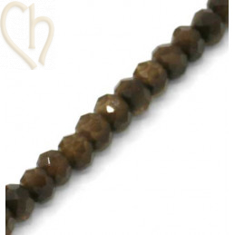 Ronde platte gefacetteerde glaskraal 6*4mm kleur Brown