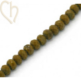 Round flattened facetted glasbead 6*4mm color Khaki