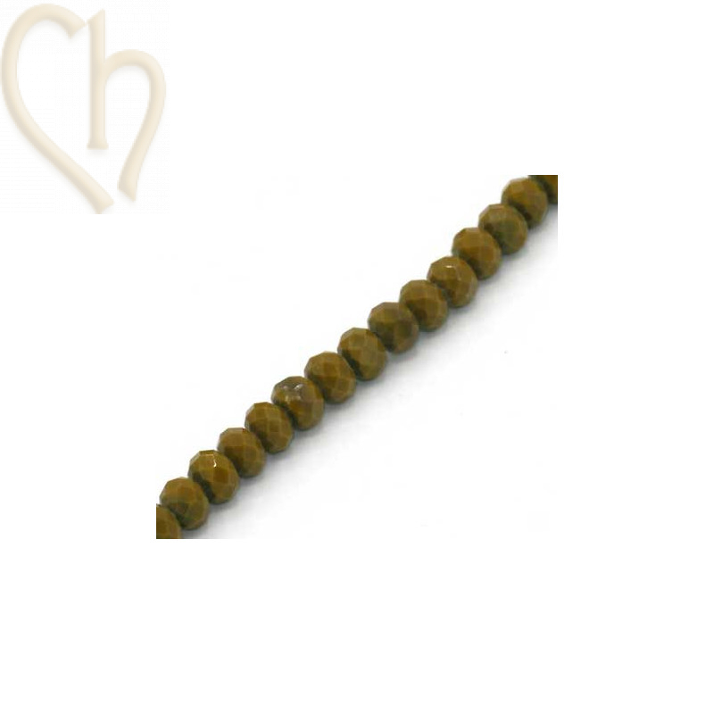 Ronde platte gefacetteerde glaskraal 6*4mm kleur Khaki Ronde platte gefacetteerde glaskraal 6*4mm kleur Khaki