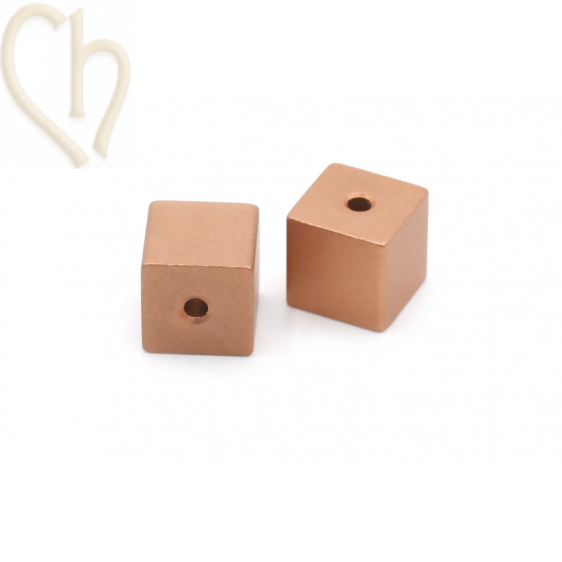 Aluminium annodised cube bead 8mm Rose Gold