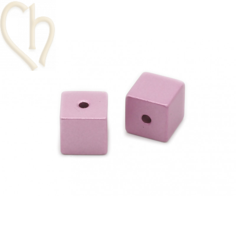 Aluminium annodised cube bead 8mm Pink