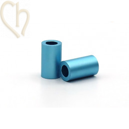 Aluminium anodised cilinder bead 6mm light blue