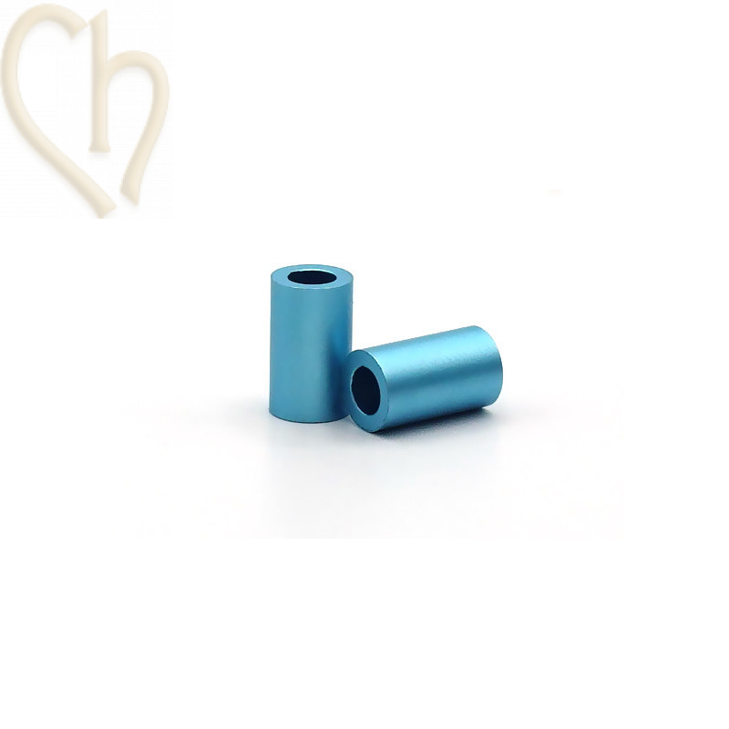 Aluminium anodised cilinder bead 6mm light blue