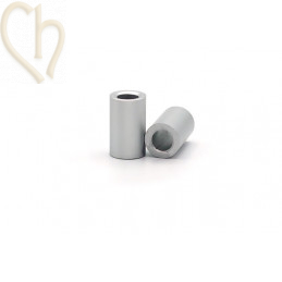 Aluminium anodized cilinder bead 6mm silver