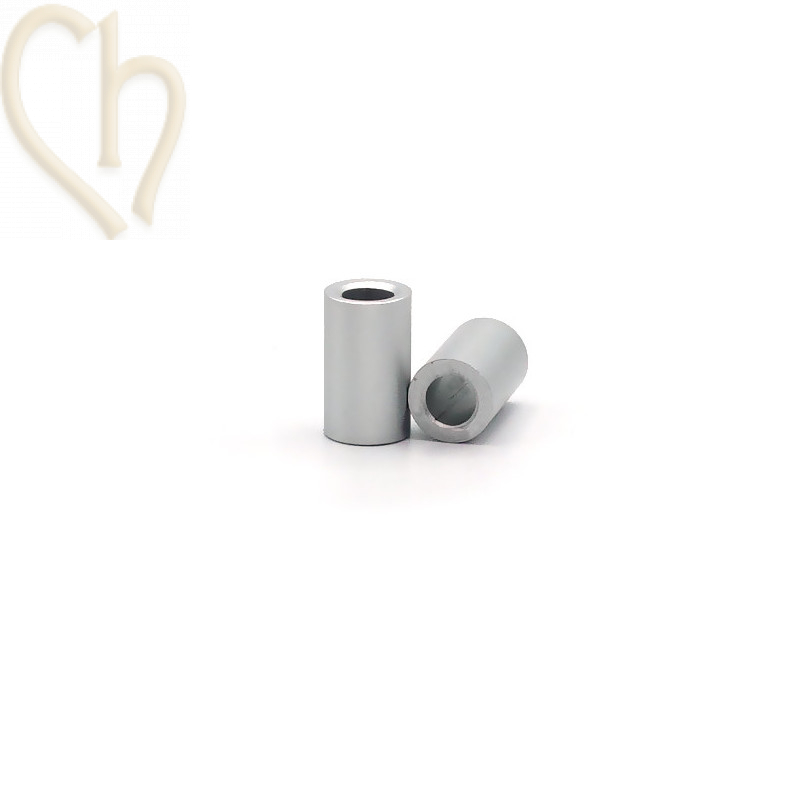 Aluminium anodized cilinder bead 6mm silver