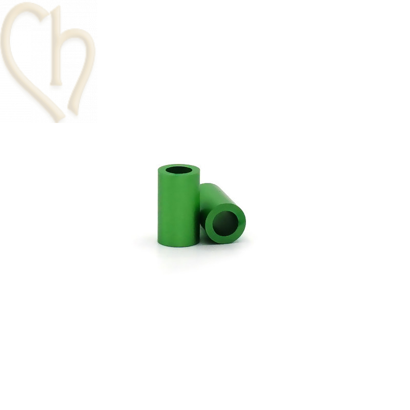 Aluminium anodized cilinder bead 6mm green