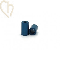 Aluminium anodized cilinder bead 6mm petrol blue