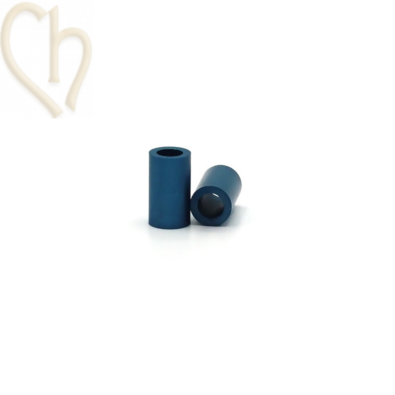 Aluminium anodized cilinder bead 6mm petrol blue