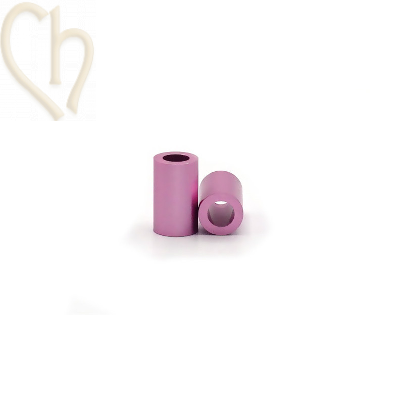 Perle cylindré aluminium anodize 6mm rose