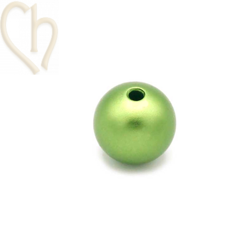 Aluminium anodized round bead 10mm Grass green