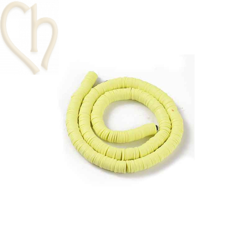 Heishi rondellen 8mm geel pastel String 40 cm Heishi rondellen 8mm geel pastel String 40 cm