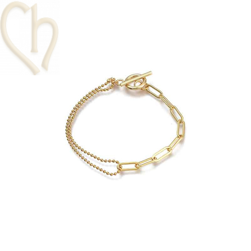 bracelet duo chain stainless steel 19cm gold plated bracelet duo chain stainless steel 19cm gold plated