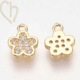 Charms bloem 10mm met cz...