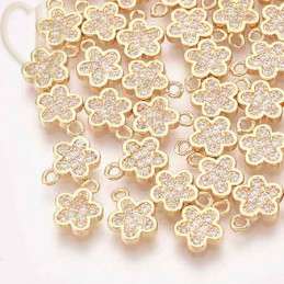 Charms flower 10mm with cz zirconia Gold Plated