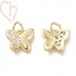 Charms butterfly 10mm with strass Gold Plated