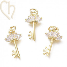 Charms clef 18mm avec strass Gold Plated