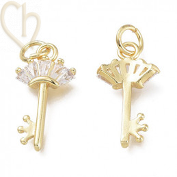 Charms key 18mm with strass Gold Plated