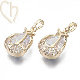 Charms teardrop 20mm with strass Gold Plated