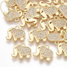 Charms elephant 12mm avec strass Gold Plated