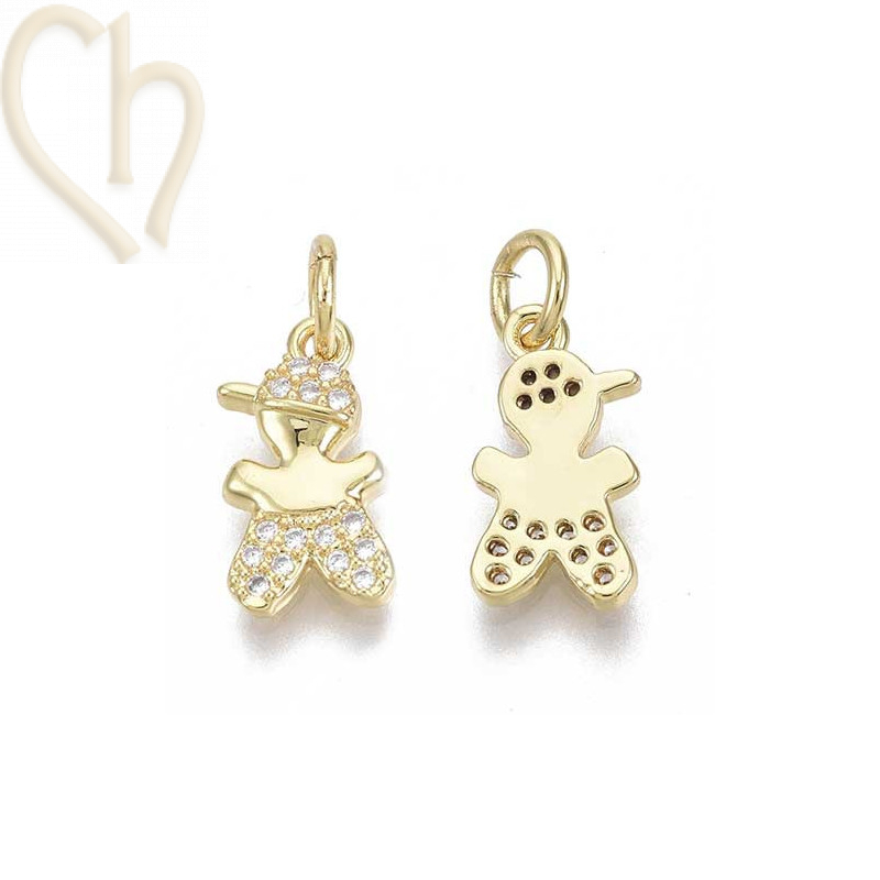 Charms boy 14mm met strass Gold Plated