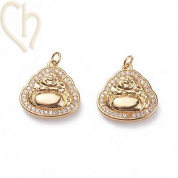 Charms buddha 15mm avec strass Gold Plated