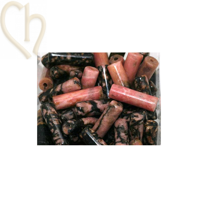 Tube 13*4mm natural stone - Rhodonite