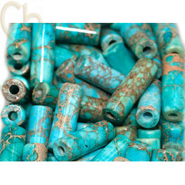 Tube 13*4mm natural stone - Jaspe Imperial Turquoise