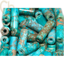 Tube 13*4mm pierre naturel - Jaspe Imperial Turquoise