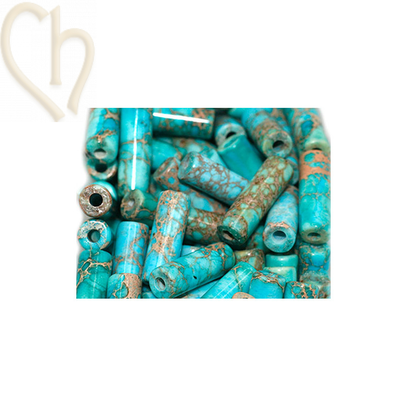 Tube 13*4mm natural stone - Jaspe Imperial Turquoise