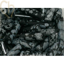 Tube 13*4mm natural stone - Obsidienne Neiges