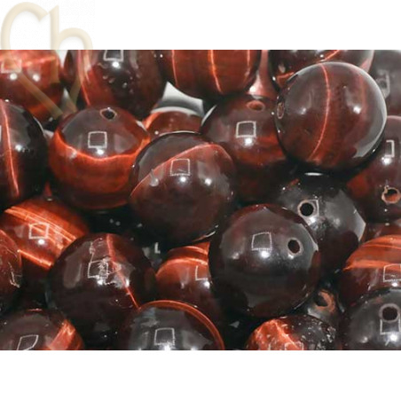 Perles En Pierre Oeil De Taureau - Lot De 2 Perles De 10mm, Perçage De 2.5mm - Fait Main En France