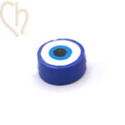 Perle polymère ronde "eye"  10mm Blue