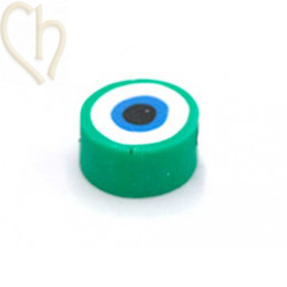 Perle polymère ronde "eye"  10mm Vert
