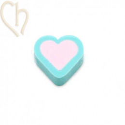 Heart in Polymere 10mm Turquoise Pink