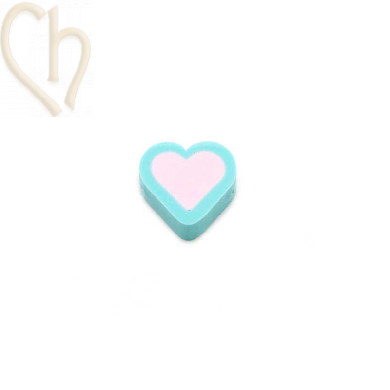 Heart in Polymere 10mm Turquoise Pink