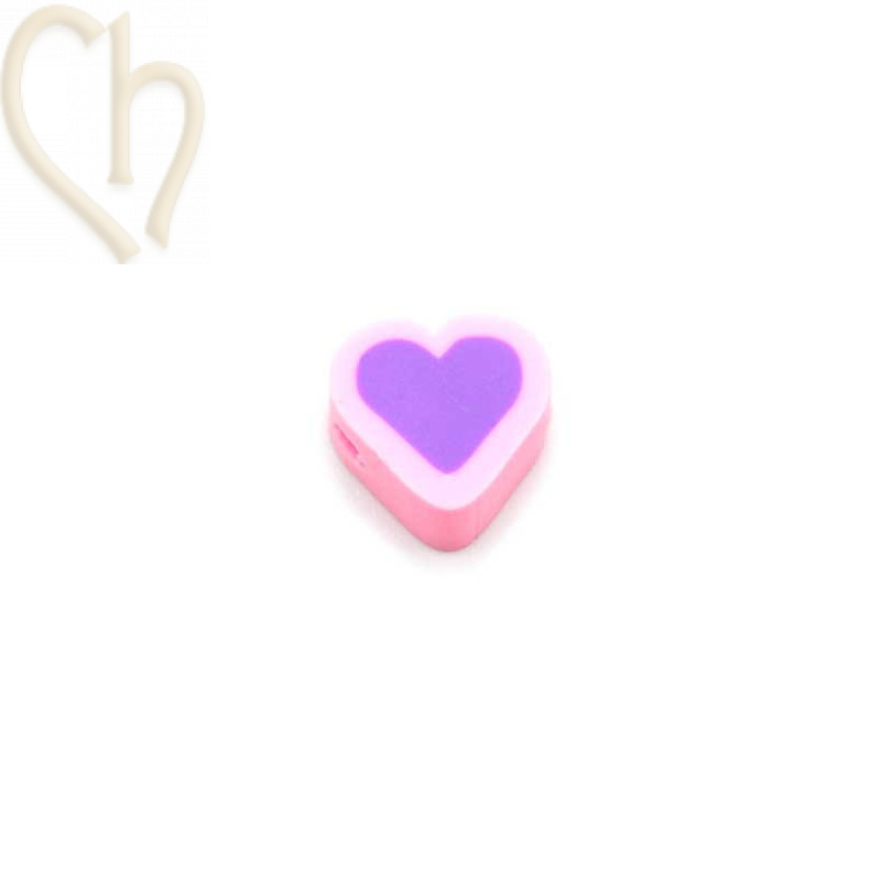 Heart in Polymere 10mm Pink Purple