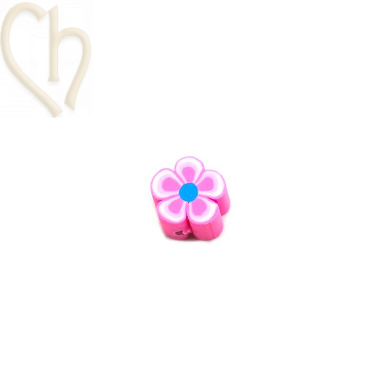 Flower in Polymere 10mm Pink white