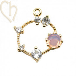Charms Gold Plated rond 15mm with stones