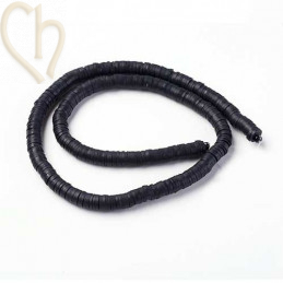 Heishi rondellen 6mm zwart String 40 cm