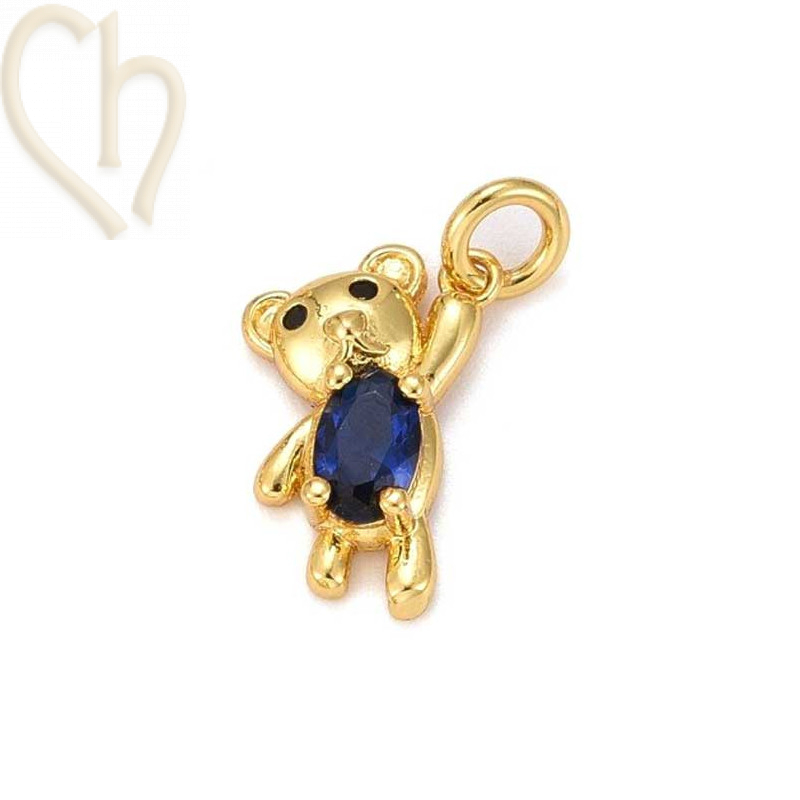 Charms Gold Plated nounours 15mm avec pierre Montana