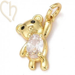 Charms Gold Plated teddybear 15mm with stone Crystal