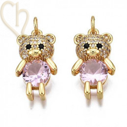 Charms Gold Plated nounours 19mm avec pierre