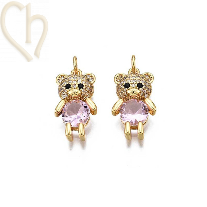 Charms Gold Plated teddybear 19mm with stone