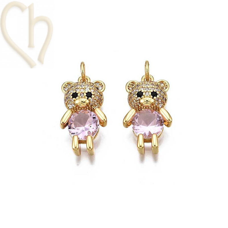 Charms Gold Plated teddybear 19mm with stone Charms Gold Plated teddybear 19mm with stone