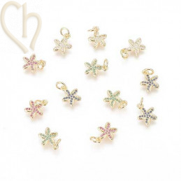 Charms Gold Plated fleur 12mm avec pierre