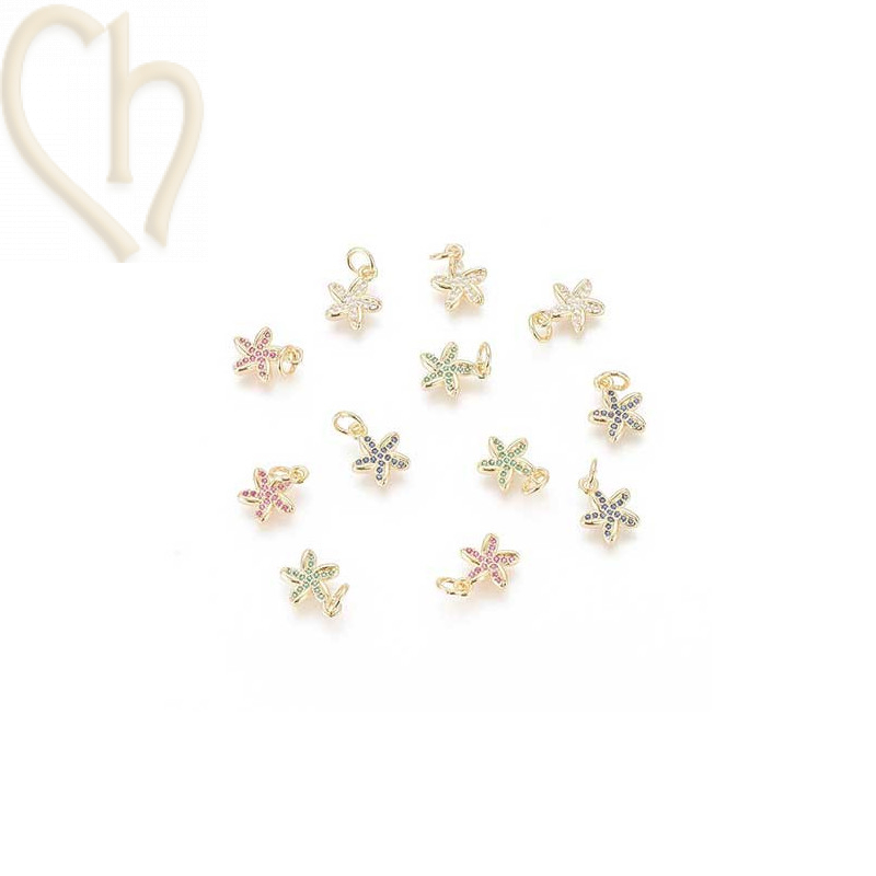 Charms Gold Plated flower 12mm with stone