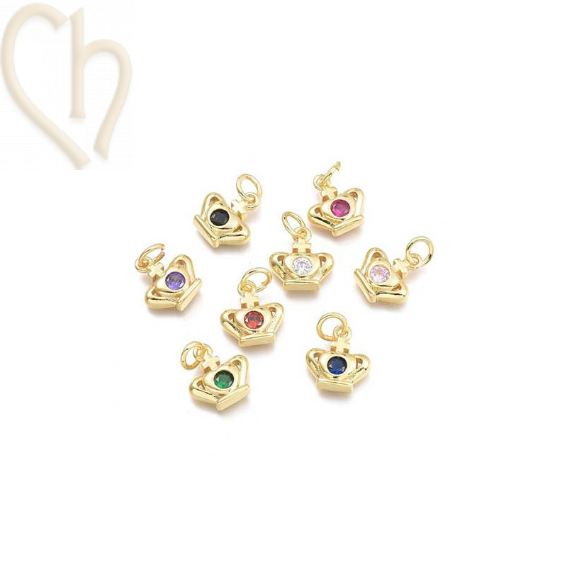 Charms Gold Plated kroon 12mm met strass